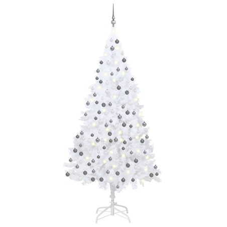 vidaXL Künstlicher Weihnachtsbaum mit Beleuchtung & Kugeln Weiß 240 cm