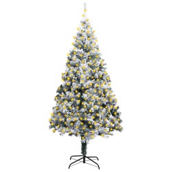 vidaXL Künstlicher Weihnachtsbaum mit Beleuchtung & Schnee Grün 300 cm