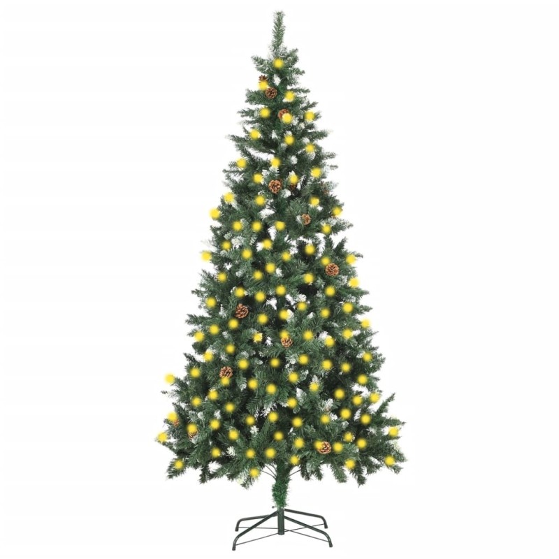 vidaXL Weihnachtsbaum Gefrostet mit Beleuchtung & Zapfen 210 cm vidaXL Weihnachtsbaum Gefrostet mit Beleuchtung & Zapfen 210 cm
