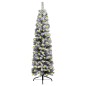 vidaXL Weihnachtsbaum Schlank mit Beleuchtung & Schnee Grün 150 cm PVC vidaXL Weihnachtsbaum Schlank mit Beleuchtung & Schnee Grün 150 cm PVC