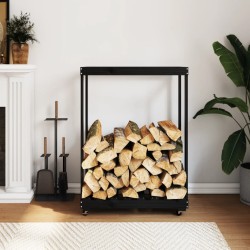 vidaXL Kaminholzregal mit Rollen Schwarz 76,5x40x108 cm Kiefernholz