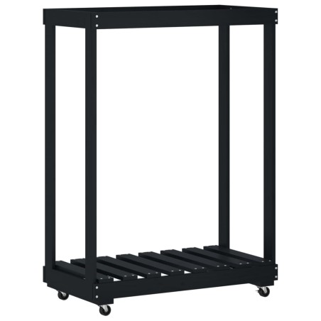 vidaXL Kaminholzregal mit Rollen Schwarz 76,5x40x108 cm Kiefernholz