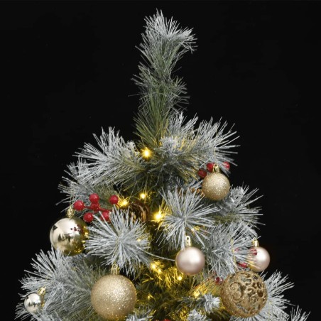 vidaXL Künstlicher Weihnachtsbaum Klappbar 150 LEDs & Kugeln 120 cm