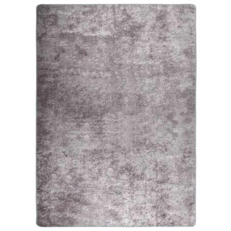 vidaXL Teppich Waschbar Grau 150x230 cm Rutschfest