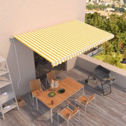 vidaXL Markise Automatisch Einziehbar 500x300 cm Gelb und Weiß