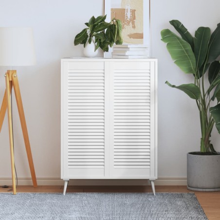 vidaXL Schranktüren Lamellen-Design 2 Stk Weiß 99,3x39,4 cm Massivholz