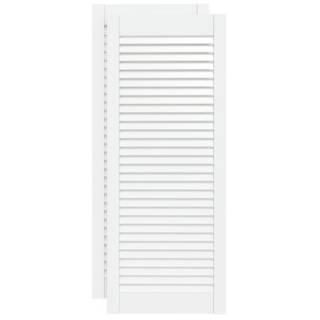 vidaXL Schranktüren Lamellen-Design 2 Stk Weiß 99,3x39,4 cm Massivholz