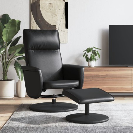 vidaXL Relaxsessel mit Fußhocker Schwarz Kunstleder