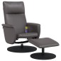 vidaXL Massagesessel mit Fußhocker Grau Kunstleder vidaXL Massagesessel mit Fußhocker Grau Kunstleder