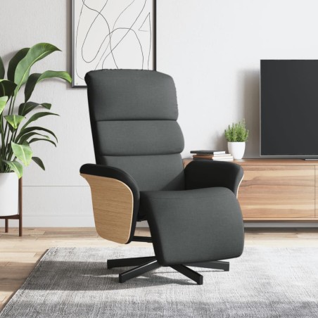 vidaXL Relaxsessel mit Fußteil Dunkelgrau Stoff
