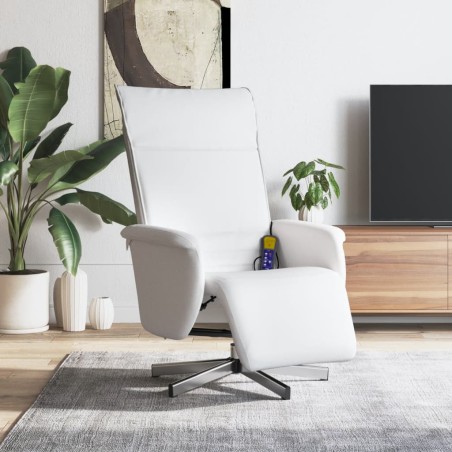 vidaXL Massagesessel mit Fußteil Weiß Kunstleder