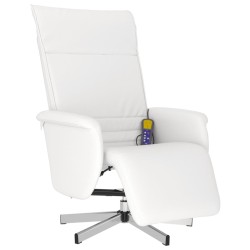 vidaXL Massagesessel mit Fußteil Weiß Kunstleder