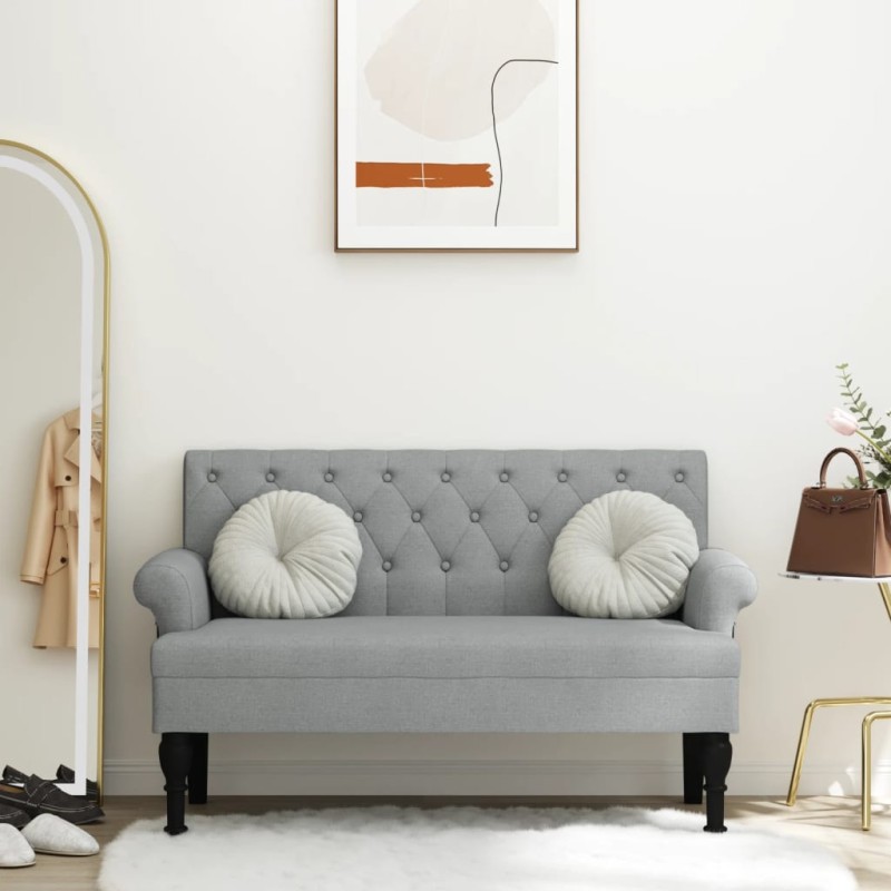 vidaXL Sitzbank mit Rückenlehne Hellgrau 120x62x75,5 cm Stoff vidaXL Sitzbank mit Rückenlehne Hellgrau 120x62x75,5 cm Stoff