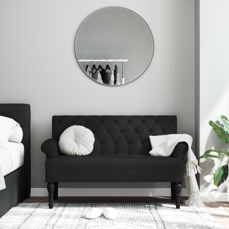 vidaXL Sitzbank mit Rückenlehne Schwarz 120x62x75,5 cm Stoff vidaXL Sitzbank mit Rückenlehne Schwarz 120x62x75,5 cm Stoff