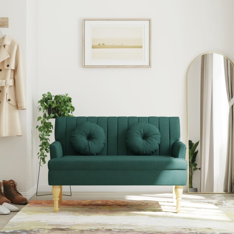 vidaXL Sitzbank mit Kissen Dunkelgrün 113x64,5x75,5 cm Stoff vidaXL Sitzbank mit Kissen Dunkelgrün 113x64,5x75,5 cm Stoff
