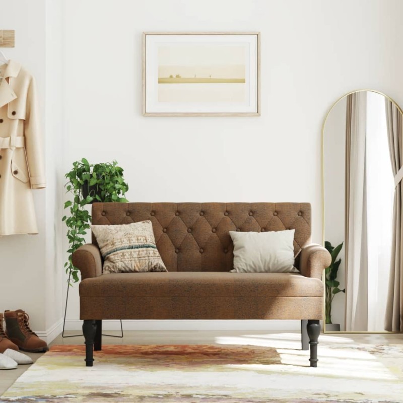 vidaXL Sitzbank mit Rückenlehne Braun 120x62x75,5 cm Wildleder-Optik vidaXL Sitzbank mit Rückenlehne Braun 120x62x75,5 cm Wildleder-Optik