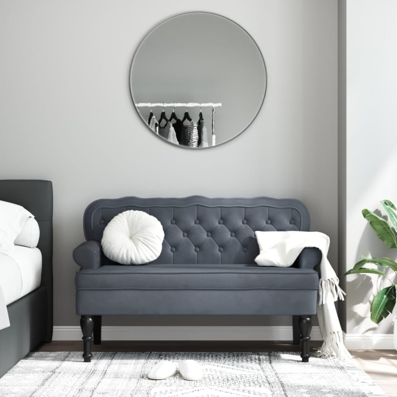 vidaXL Sitzbank mit Rückenlehne Dunkelgrau 119,5x64,5x75 cm Samt vidaXL Sitzbank mit Rückenlehne Dunkelgrau 119,5x64,5x75 cm Samt