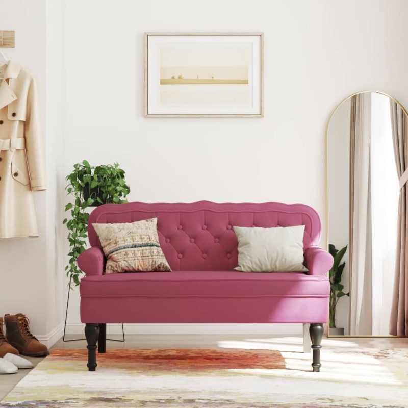 vidaXL Sitzbank mit Rückenlehne Weinrot 119,5x64,5x75 cm Samt vidaXL Sitzbank mit Rückenlehne Weinrot 119,5x64,5x75 cm Samt
