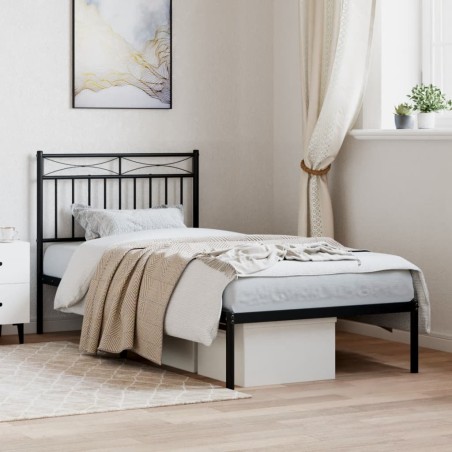 vidaXL Bettgestell mit Kopfteil Metall Schwarz 90x190 cm