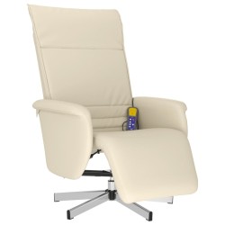 vidaXL Massagesessel mit Fußteil Creme Kunstleder