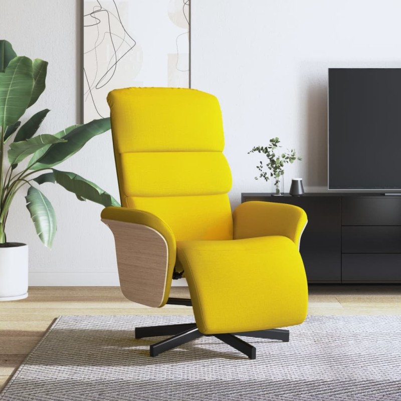 vidaXL Relaxsessel mit Fußteil Hellgelb Stoff vidaXL Relaxsessel mit Fußteil Hellgelb Stoff