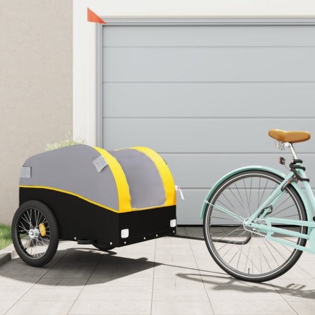 vidaXL Lastenanhänger für Fahrrad Schwarz und Gelb 45 kg Eisen