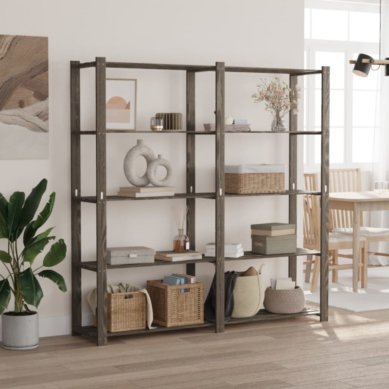 vidaXL Lagerregal mit 5 Böden Grau 170x38x170 cm Massivholz Kiefer vidaXL Lagerregal mit 5 Böden Grau 170x38x170 cm Massivholz Kiefer