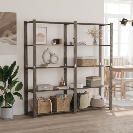 vidaXL Lagerregal mit 5 Böden Grau 170x38x170 cm Massivholz Kiefer