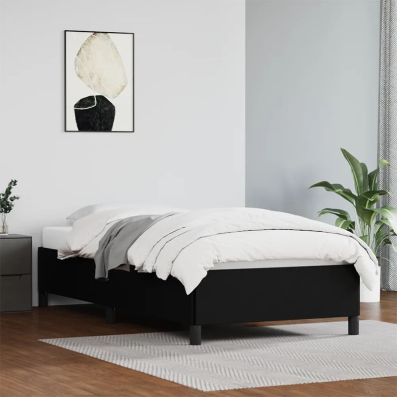Bettgestell Schwarz 90x190 cm Kunstleder Bettgestell Schwarz 90x190 cm Kunstleder