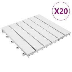 vidaXL Terrassenfliesen 20 Stk. Weiß 30x30 cm Massivholz Akazie