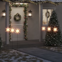 vidaXL LED-Weihnachtssterne 3 Stk. mit Erdspießen Faltbar Weiß 35 cm