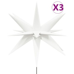 vidaXL LED-Weihnachtssterne 3 Stk. mit Erdspießen Faltbar Weiß 35 cm