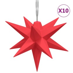 vidaXL LED-Weihnachtssterne 10 Stk. Rot 10 cm
