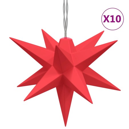 vidaXL LED-Weihnachtssterne 10 Stk. Rot 10 cm
