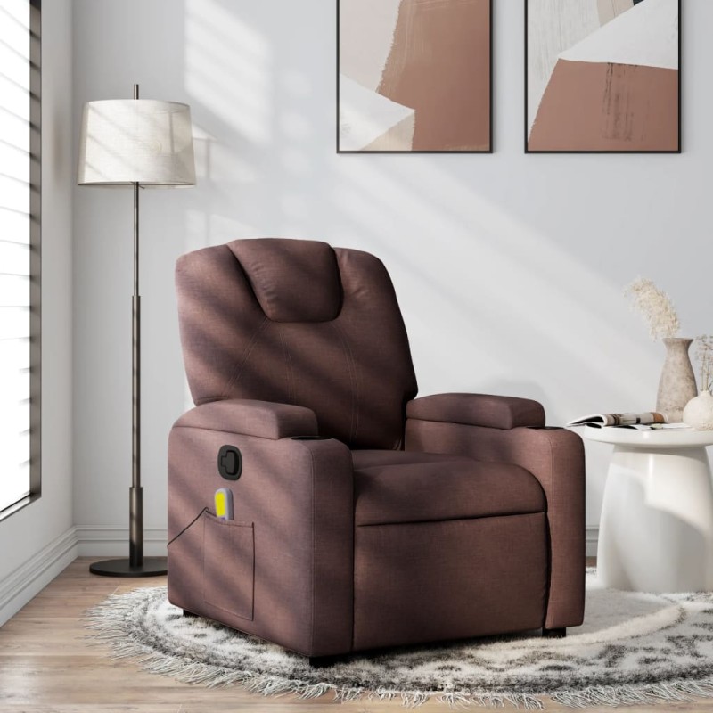 vidaXL Massagesessel Dunkelbraun Stoff vidaXL Massagesessel Dunkelbraun Stoff