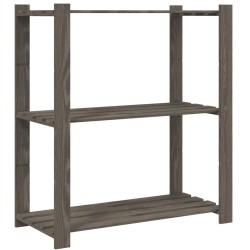 vidaXL Lagerregal mit 3 Böden Grau 80x38x90 cm Massivholz Kiefer