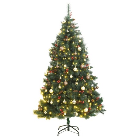 vidaXL Künstlicher Weihnachtsbaum Klappbar 300 LEDs & Kugeln 210 cm