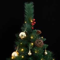vidaXL Künstlicher Weihnachtsbaum Klappbar 300 LEDs & Kugeln 210 cm