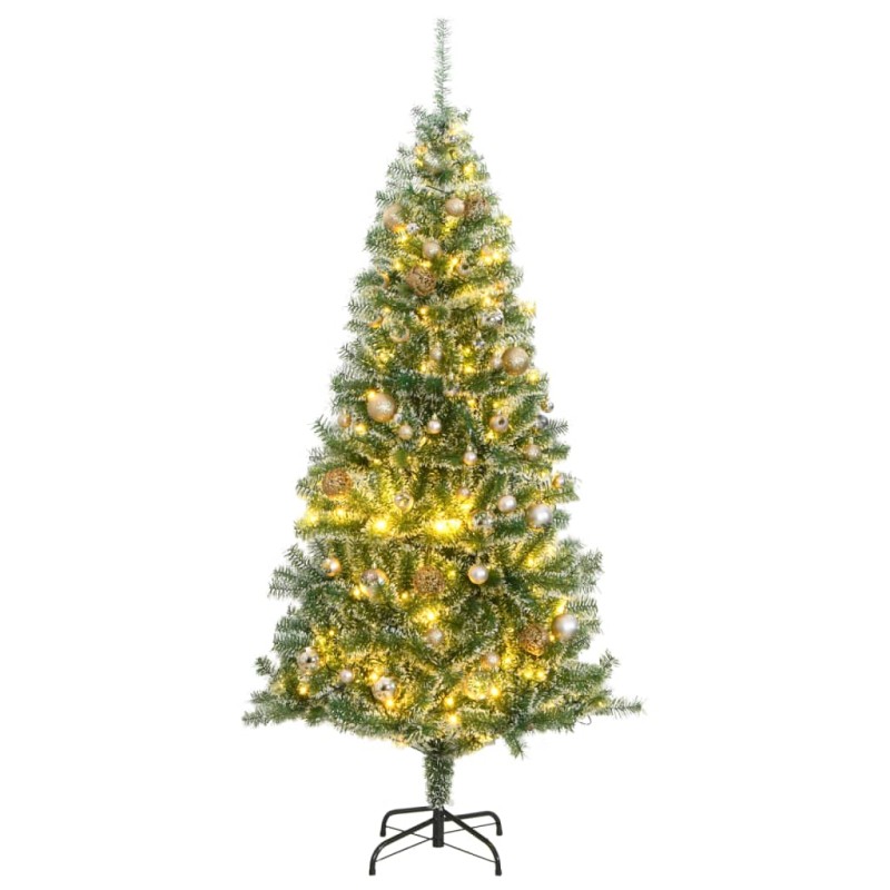 vidaXL Künstlicher Weihnachtsbaum 300 LEDs & Kugeln Beschneit 180 cm vidaXL Künstlicher Weihnachtsbaum 300 LEDs & Kugeln Beschneit 180 cm