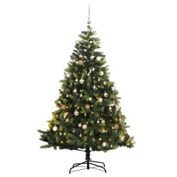 vidaXL Künstlicher Weihnachtsbaum Klappbar 300 LEDs & Kugeln 180 cm