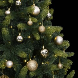 vidaXL Künstlicher Weihnachtsbaum Klappbar 300 LEDs & Kugeln 180 cm