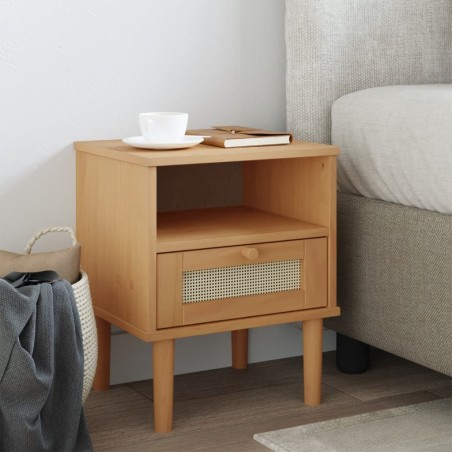 vidaXL Nachttisch SENJA Braun 40x35x48 cm Massivholz Kiefer