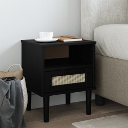 vidaXL Nachttisch SENJA Schwarz 40x35x48 cm Massivholz Kiefer