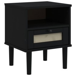 vidaXL Nachttisch SENJA Schwarz 40x35x48 cm Massivholz Kiefer