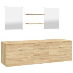   vidaXL 5-tlg. Badmöbel-Set Eichen-Optik Holzwerkstoff