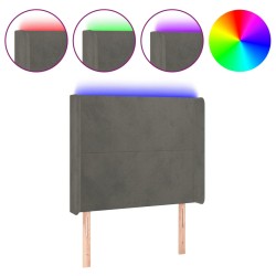 vidaXL LED Kopfteil Dunkelgrau 83x16x118/128 cm Samt