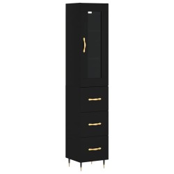 vidaXL Highboard Schwarz 34,5x34x180 cm Holzwerkstoff