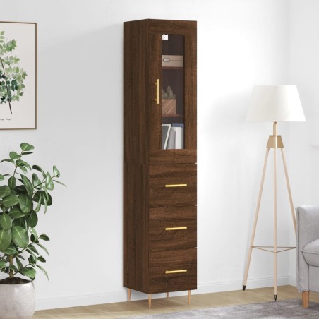 vidaXL Highboard Braun Eichen-Optik 34,5x34x180 cm Holzwerkstoff