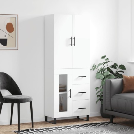 vidaXL Highboard Hochglanz-Weiß 69,5x34x180 cm Holzwerkstoff