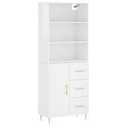 vidaXL Highboard Hochglanz-Weiß 69,5x34x180 cm Holzwerkstoff